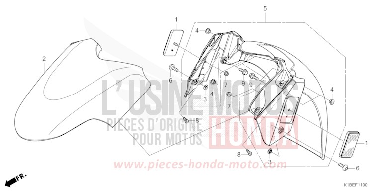 FRONT FENDER for Forza 350 MAT PEARL PACIFIC BLUE (PB397) from 2023